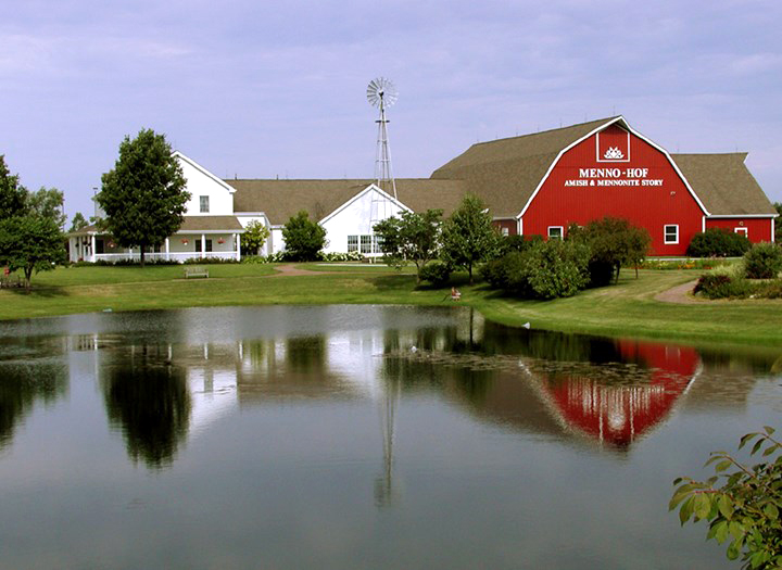 Farmhouse and barn on lake