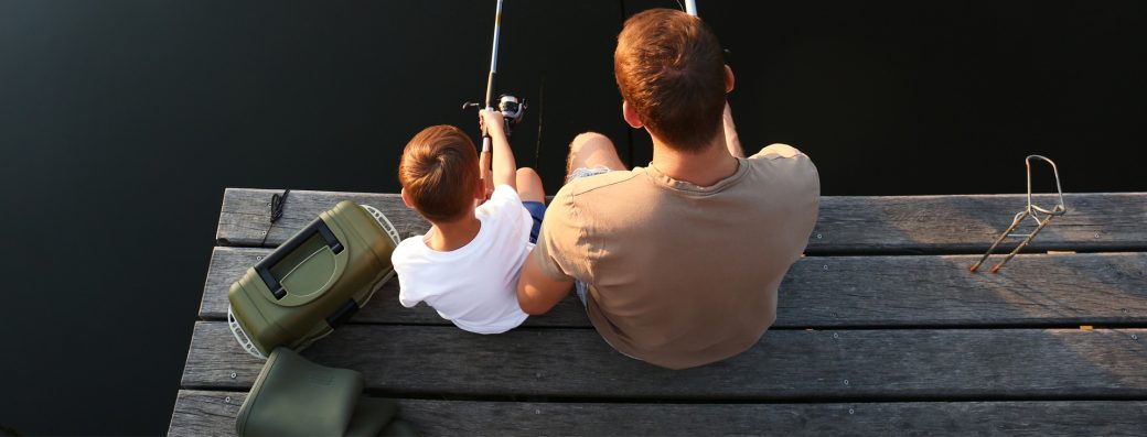 Father and child fishing