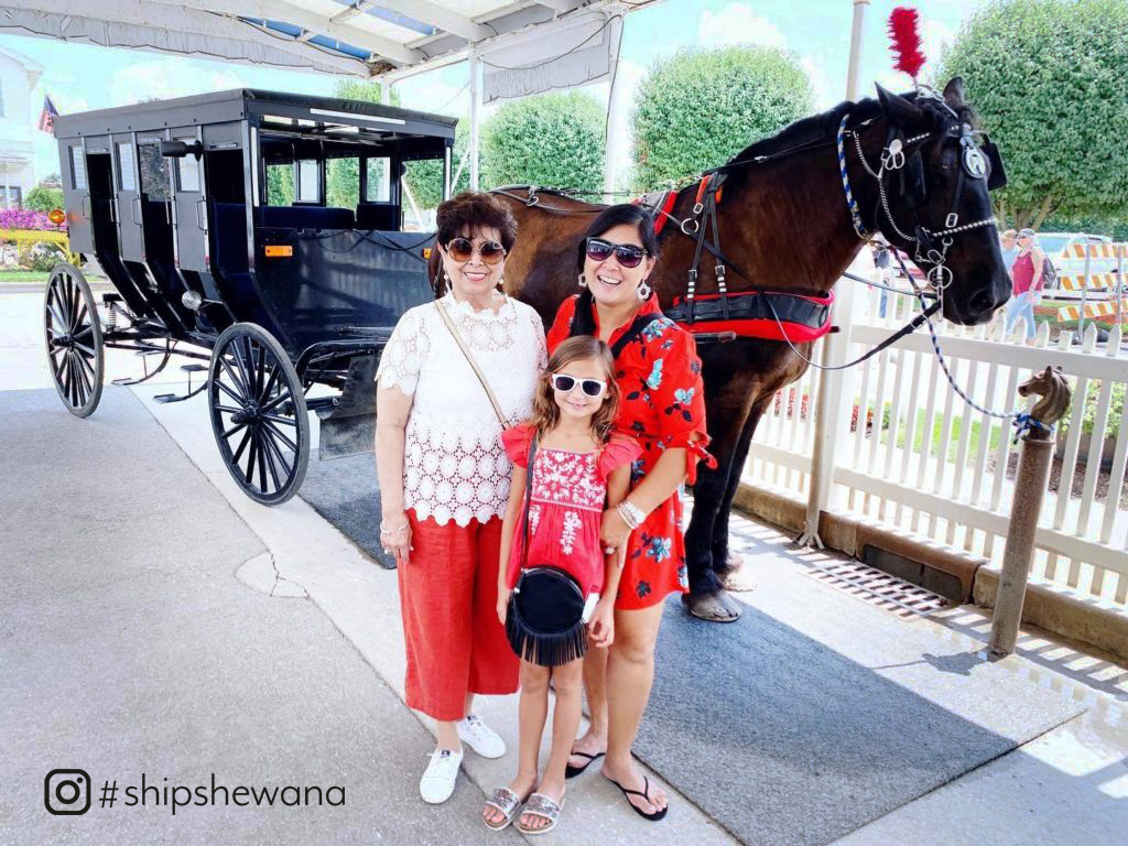 Family posing with horse and buggy