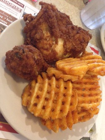 Fried chicken and waffle fries