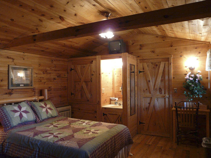 Room inside log cabin