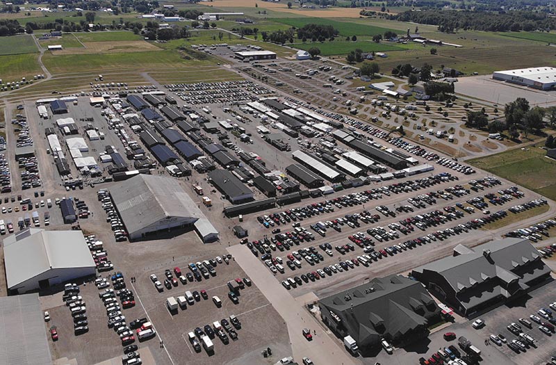 Aerial view of parking lot