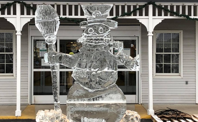 Snowman ice sculpture