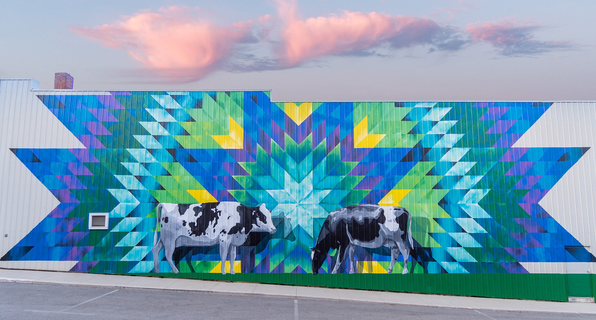 Mural of with two cows