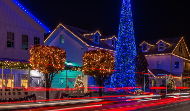 Christmas lights on houses