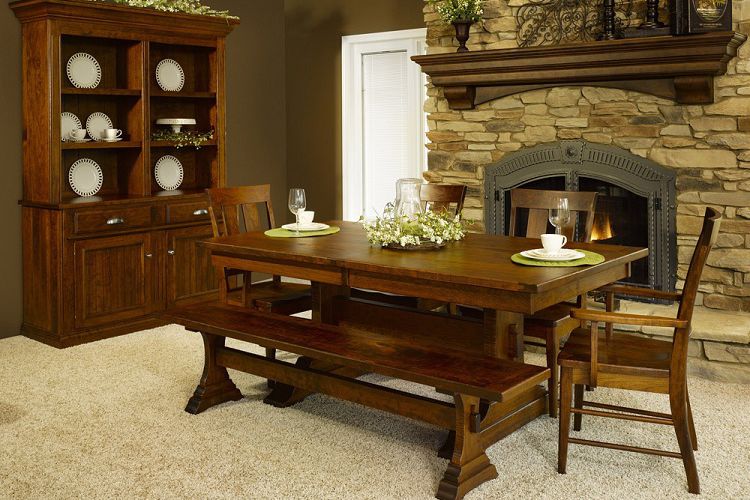 Weaver Furniture dining room and fireplace