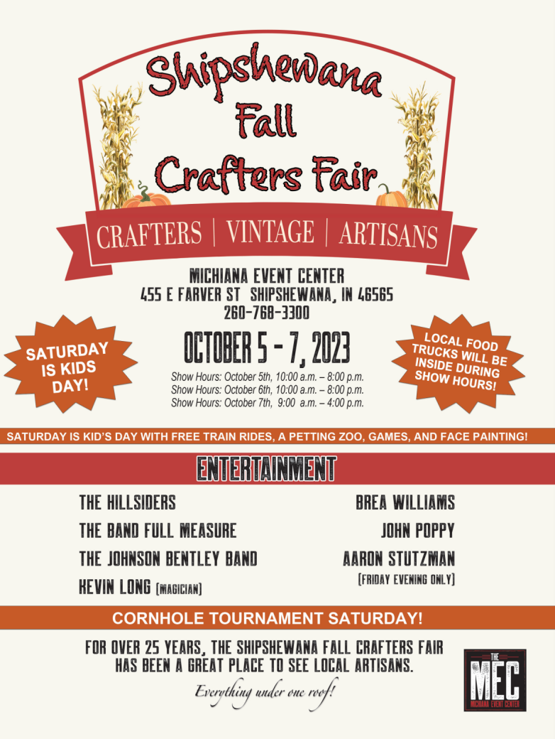 Time for the Annual Shipshewana Fall Crafter's Fair Visit Shipshewana