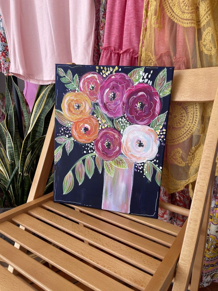 flower portrait on chair