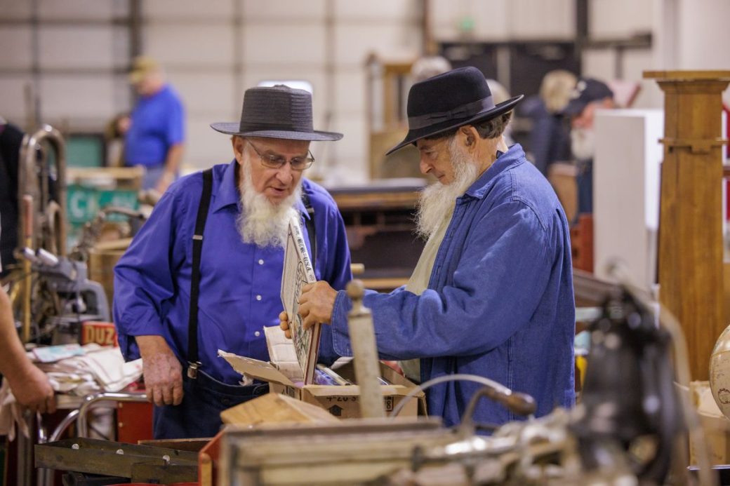 Amish men at auction