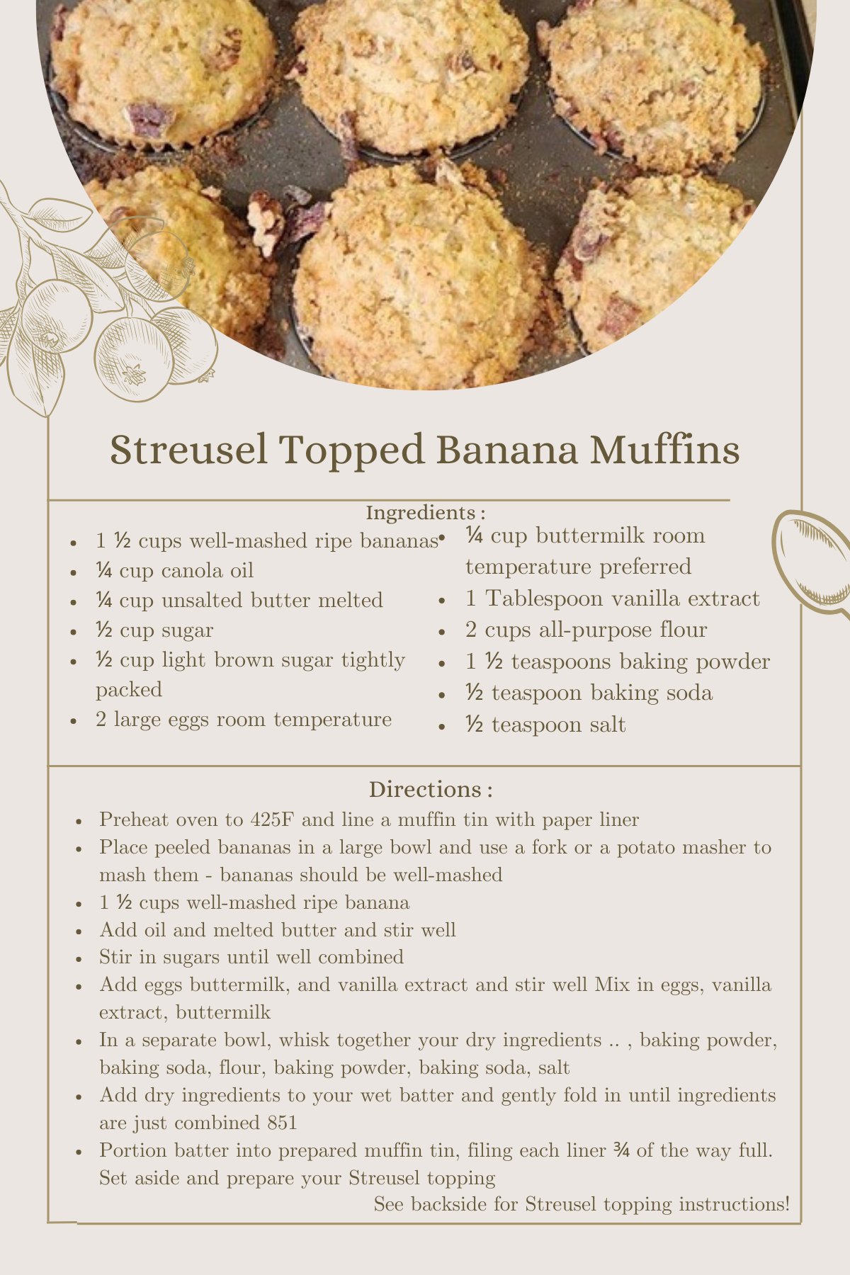 Streusel Topped recipe card