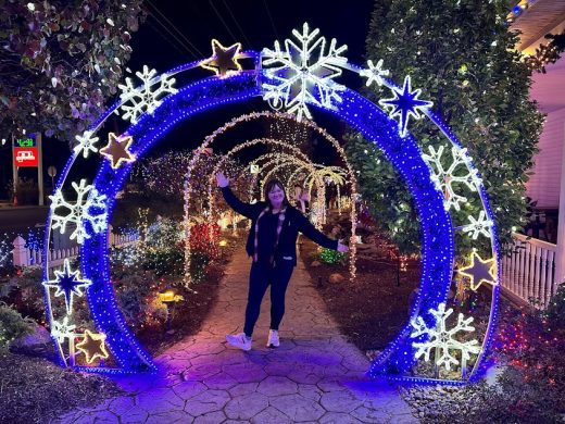 Brandy standing under lighted archway